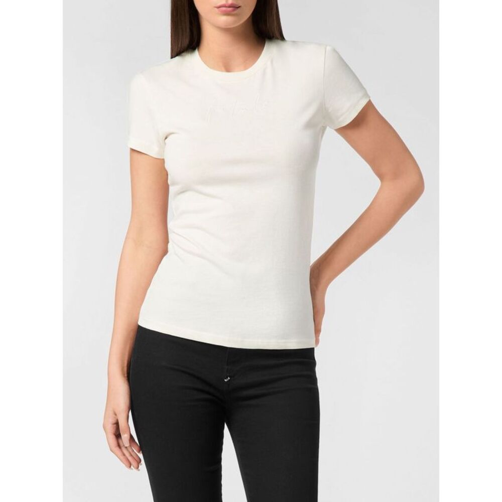 Philipp Plein Women Philipp Plein Slim-Fit Cotton T-Shirt With Tone-On-Tone Logo